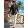 image:imageCOOFANDY Mens Button Down Shirt Long Sleeve Casual Untucked Shirts Textured Summer Beach ShirtsBlack