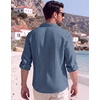 image:imageCOOFANDY Mens Button Down Shirt Long Sleeve Casual Untucked Shirts Textured Summer Beach ShirtsDark Blue