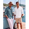 image:imageCOOFANDY Mens Button Down Shirt Long Sleeve Casual Untucked Shirts Textured Summer Beach ShirtsDark Blue