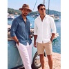 image:imageCOOFANDY Mens Button Down Shirt Long Sleeve Casual Untucked Shirts Textured Summer Beach ShirtsDenim Blue