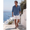 image:imageCOOFANDY Mens Button Down Shirt Long Sleeve Casual Untucked Shirts Textured Summer Beach ShirtsDenim Blue