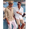 image:imageCOOFANDY Mens Button Down Shirt Long Sleeve Casual Untucked Shirts Textured Summer Beach ShirtsKhaki