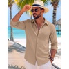 image:imageCOOFANDY Mens Button Down Shirt Long Sleeve Casual Untucked Shirts Textured Summer Beach ShirtsKhaki