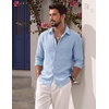 image:imageCOOFANDY Mens Button Down Shirt Long Sleeve Casual Untucked Shirts Textured Summer Beach ShirtsLight Blue