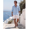 image:imageCOOFANDY Mens Button Down Shirt Long Sleeve Casual Untucked Shirts Textured Summer Beach ShirtsLight Blue