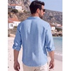 image:imageCOOFANDY Mens Button Down Shirt Long Sleeve Casual Untucked Shirts Textured Summer Beach ShirtsLight Blue