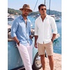 image:imageCOOFANDY Mens Button Down Shirt Long Sleeve Casual Untucked Shirts Textured Summer Beach ShirtsLight Blue