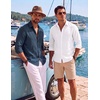 image:imageCOOFANDY Mens Button Down Shirt Long Sleeve Casual Untucked Shirts Textured Summer Beach ShirtsNavy Blue