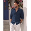 image:imageCOOFANDY Mens Button Down Shirt Long Sleeve Casual Untucked Shirts Textured Summer Beach ShirtsNavy Blue