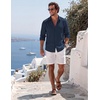 image:imageCOOFANDY Mens Button Down Shirt Long Sleeve Casual Untucked Shirts Textured Summer Beach ShirtsNavy Blue