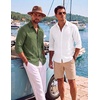 image:imageCOOFANDY Mens Button Down Shirt Long Sleeve Casual Untucked Shirts Textured Summer Beach ShirtsOlive Green
