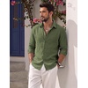 image:imageCOOFANDY Mens Button Down Shirt Long Sleeve Casual Untucked Shirts Textured Summer Beach ShirtsOlive Green