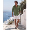image:imageCOOFANDY Mens Button Down Shirt Long Sleeve Casual Untucked Shirts Textured Summer Beach ShirtsOlive Green