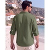 image:imageCOOFANDY Mens Button Down Shirt Long Sleeve Casual Untucked Shirts Textured Summer Beach ShirtsOlive Green
