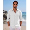image:imageCOOFANDY Mens Button Down Shirt Long Sleeve Casual Untucked Shirts Textured Summer Beach ShirtsWhite