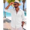 image:imageCOOFANDY Mens Button Down Shirt Long Sleeve Casual Untucked Shirts Textured Summer Beach ShirtsWhite