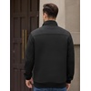 image:imageCOOFANDY Mens Quarter Zip Pullover Sweatshirts 14 Zip Long Sleeve Sweater  Mock Neck Sweater Polo Casual Business Winter Fall Leather label and Zipper Pull quilted fabric with a grid patternBlack