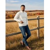 image:imageCOOFANDY Mens Quarter Zip Pullover Sweatshirts 14 Zip Long Sleeve Sweater  Mock Neck Sweater Polo Casual Business Winter Fall Leather label and Zipper Pull quilted fabric with a grid patternWhite