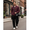 image:imageCOOFANDY Mens Quarter Zip Pullover Sweatshirts 14 Zip Long Sleeve Sweater  Mock Neck Sweater Polo Casual Business Winter Fall Leather label and Zipper Pull quilted fabric with a grid patternWine Red