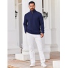 image:imageCOOFANDY Mens Quarter Zip Pullover Sweatshirts 14 Zip Long Sleeve Sweater  Mock Neck Sweater Polo Casual Business Winter Fall Leather label and Zipper Pull quilted fabric with a grid patternNavy Blue