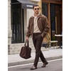 image:imageCOOFANDY Mens Quarter Zip Pullover Sweatshirts 14 Zip Long Sleeve Sweater  Mock Neck Sweater Polo Casual Business Winter Fall Leather label and Zipper Pull quilted fabric with a grid patternLight Khaki