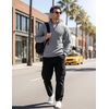 image:imageCOOFANDY Mens Quarter Zip Pullover Sweatshirts 14 Zip Long Sleeve Sweater  Mock Neck Sweater Polo Casual Business Winter Fall Leather label and Zipper Pull quilted fabric with a grid patternLight Grey
