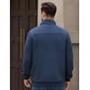 image:imageCOOFANDY Mens Quarter Zip Pullover Sweatshirts 14 Zip Long Sleeve Sweater  Mock Neck Sweater Polo Casual Business Winter Fall Leather label and Zipper Pull quilted fabric with a grid patternDenim Blue