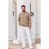 image:imageCOOFANDY Mens Quarter Zip Pullover Sweatshirts 14 Zip Long Sleeve Sweater  Mock Neck Sweater Polo Casual Business Winter Fall Leather label and Zipper Pull quilted fabric with a grid patternDark Khaki