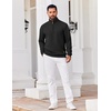 image:imageCOOFANDY Mens Quarter Zip Pullover Sweatshirts 14 Zip Long Sleeve Sweater  Mock Neck Sweater Polo Casual Business Winter Fall Leather label and Zipper Pull quilted fabric with a grid patternBlack