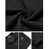 image:imageCOOFANDY Mens Quarter Zip Pullover Sweatshirts 14 Zip Long Sleeve Sweater  Mock Neck Sweater Polo Casual Business Winter Fall Leather label and Zipper Pull quilted fabric with a grid patternBlack