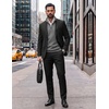 image:imageCOOFANDY Mens Quarter Zip Pullover Sweatshirts 14 Zip Long Sleeve Sweater  Mock Neck Sweater Polo Casual Business Winter Fall Leather label and Zipper Pull quilted fabric with a grid patternDark Grey