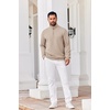 image:imageCOOFANDY Mens Quarter Zip Pullover Sweatshirts 14 Zip Long Sleeve Sweater  Mock Neck Sweater Polo Casual Business Winter Fall Leather label and Zipper Pull quilted fabric with a grid patternLight Khaki