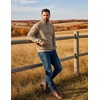 image:imageCOOFANDY Mens Quarter Zip Pullover Sweatshirts 14 Zip Long Sleeve Sweater  Mock Neck Sweater Polo Casual Business Winter Fall Leather label and Zipper Pull quilted fabric with a grid patternDark Khaki