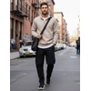 image:imageCOOFANDY Mens Quarter Zip Pullover Sweatshirts 14 Zip Long Sleeve Sweater  Mock Neck Sweater Polo Casual Business Winter Fall Leather label and Zipper Pull quilted fabric with a grid patternLight Khaki