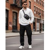 image:imageCOOFANDY Mens Quarter Zip Pullover Sweatshirts 14 Zip Long Sleeve Sweater  Mock Neck Sweater Polo Casual Business Winter Fall Leather label and Zipper Pull quilted fabric with a grid patternWhite