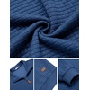 image:imageCOOFANDY Mens Quarter Zip Pullover Sweatshirts 14 Zip Long Sleeve Sweater  Mock Neck Sweater Polo Casual Business Winter Fall Leather label and Zipper Pull quilted fabric with a grid patternDenim Blue