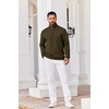 image:imageCOOFANDY Mens Quarter Zip Pullover Sweatshirts 14 Zip Long Sleeve Sweater  Mock Neck Sweater Polo Casual Business Winter Fall Leather label and Zipper Pull quilted fabric with a grid patternArmy Green