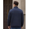 image:imageCOOFANDY Mens Quarter Zip Pullover Sweatshirts 14 Zip Long Sleeve Sweater  Mock Neck Sweater Polo Casual Business Winter Fall Leather label and Zipper Pull quilted fabric with a grid patternNavy Blue