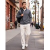 image:imageCOOFANDY Mens Quarter Zip Pullover Sweatshirts 14 Zip Long Sleeve Sweater  Mock Neck Sweater Polo Casual Business Winter Fall Leather label and Zipper Pull quilted fabric with a grid patternDark Grey