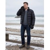 image:imageCOOFANDY Mens Quarter Zip Pullover Sweatshirts 14 Zip Long Sleeve Sweater  Mock Neck Sweater Polo Casual Business Winter Fall Leather label and Zipper Pull quilted fabric with a grid patternDark Grey