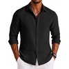 image:imageCOOFANDY Mens Button Down Shirt Long Sleeve Casual Untucked Shirts Textured Summer Beach ShirtsBlack