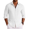 image:imageCOOFANDY Mens Button Down Shirt Long Sleeve Casual Untucked Shirts Textured Summer Beach ShirtsWhite