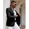 image:imageCOOFANDY Mens Casual Blazer Slim Fit Sport Coats One Button Suit Jacket  Casual BlazerCotton BlazerSmart CasualWeddingBusinessPromGraduationNotched Lapel1 Button Suit JacketPadded ShouldersBlack