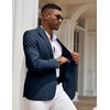 image:imageCOOFANDY Mens Casual Blazer Slim Fit Sport Coats One Button Suit Jacket  Casual BlazerCotton BlazerSmart CasualWeddingBusinessPromGraduationNotched Lapel1 Button Suit JacketPadded ShouldersNavy Blue