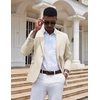 image:imageCOOFANDY Mens Casual Blazer Slim Fit Sport Coats One Button Suit Jacket  Casual BlazerCotton BlazerSmart CasualWeddingBusinessPromGraduationNotched Lapel1 Button Suit JacketPadded ShouldersBeige
