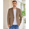 image:imageCOOFANDY Mens Casual Knit Blazer Stretch Sport Coat Two Button Suit Jackets  Two ButtonsKnit LightweightFashionWeddingCasualBusinessLight Brown