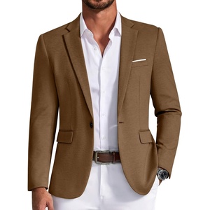 image:imageCOOFANDY Mens Casual Knit Blazer One Button Lightweight Sport Coats Business Suit JacketBrown