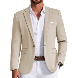 image:imageCOOFANDY Mens Casual Knit Blazer One Button Lightweight Sport Coats Business Suit JacketLight Khaki