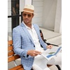 image:imageCOOFANDY Mens Blazer Casual Slim Fit Sport Coats Linen Texture Sport Jacket  Ligtweight Blazers Two Button Suit Jacket All Seaon Ideal for Casual Daily Wear Business Wedding GraduationPlaid Blazer Sky Blue