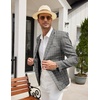 image:imageCOOFANDY Mens Blazer Casual Slim Fit Sport Coats Linen Texture Sport Jacket  Ligtweight Blazers Two Button Suit Jacket All Seaon Ideal for Casual Daily Wear Business Wedding GraduationPlaid Blazer Dark Gray